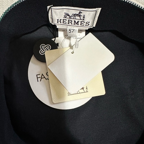 Hermes Cotton Hemp Cavale Pop cap 57 Ecru Marine - Picture 7 of 13